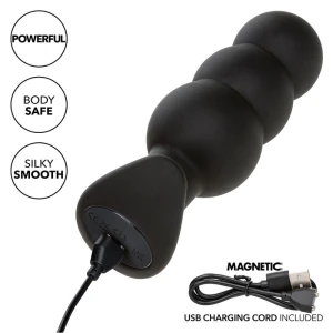 CALEXOTICS - ROCK BOTTOM PLUG ANAL PERLÃ 10 VIBRATIONS SILICONE NOIR